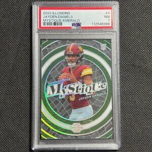 2024 Illusions Jayden Daniels Mystique Emerald Rookie RC #4 PSA 7 NM Commanders